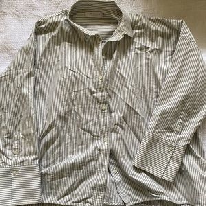 Boxy Collared Navy Striped Shirt